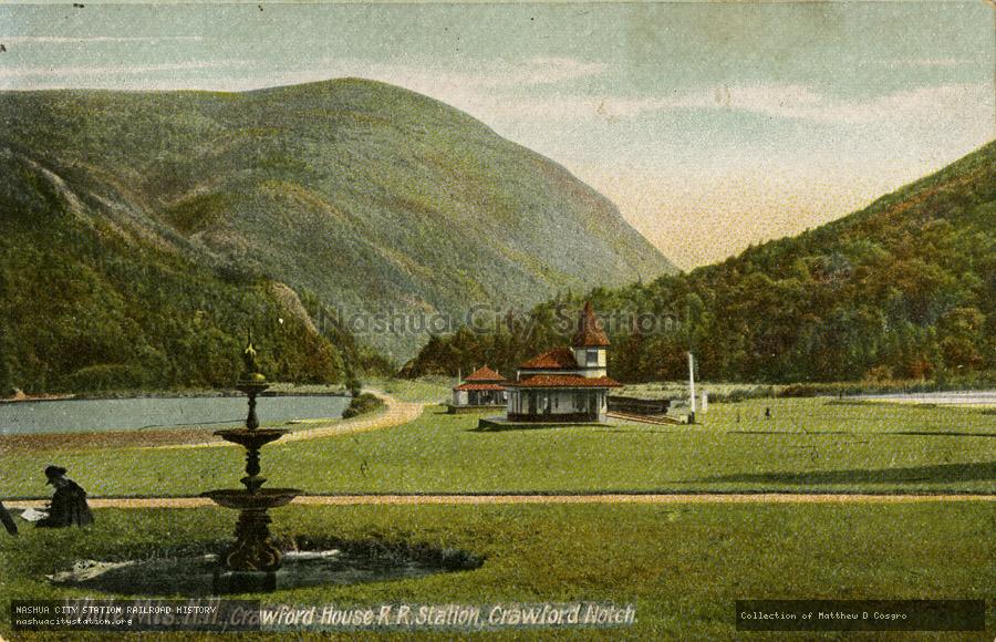 Postcard: White Mountains, New Hampshire, Crawford House Railroad Station, Crawford Notch